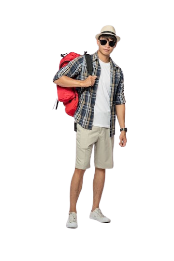 man wearing glasses goes out travel wear hat carry backpack 1150 27530 removebg preview